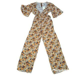NWT Band of Gypsies Floral Boho V-neck Jumpsuit Medium